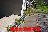 アパート側溝の清掃不足